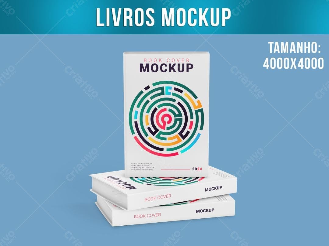 Mockup de Livros com Design Moderno e Cores Vibrantes