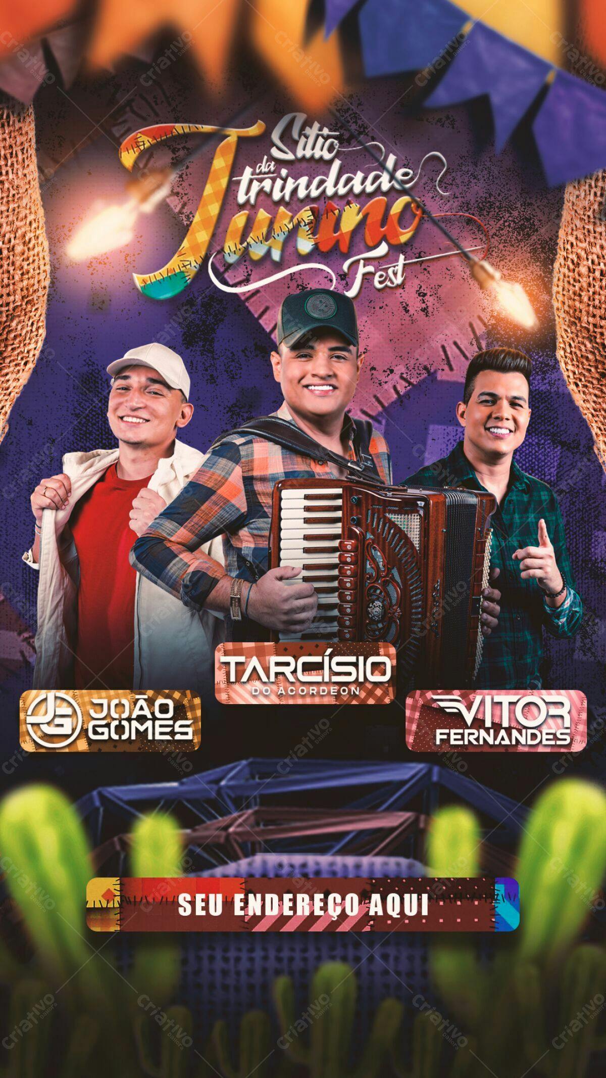 Flyer Festa Junina com Tarcísio do Acordeon PSD Editável
