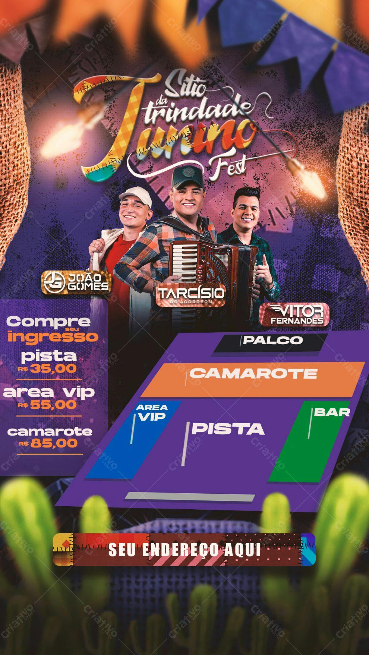 Flyer Festa Junina Sitio da Trindade PSD Editável