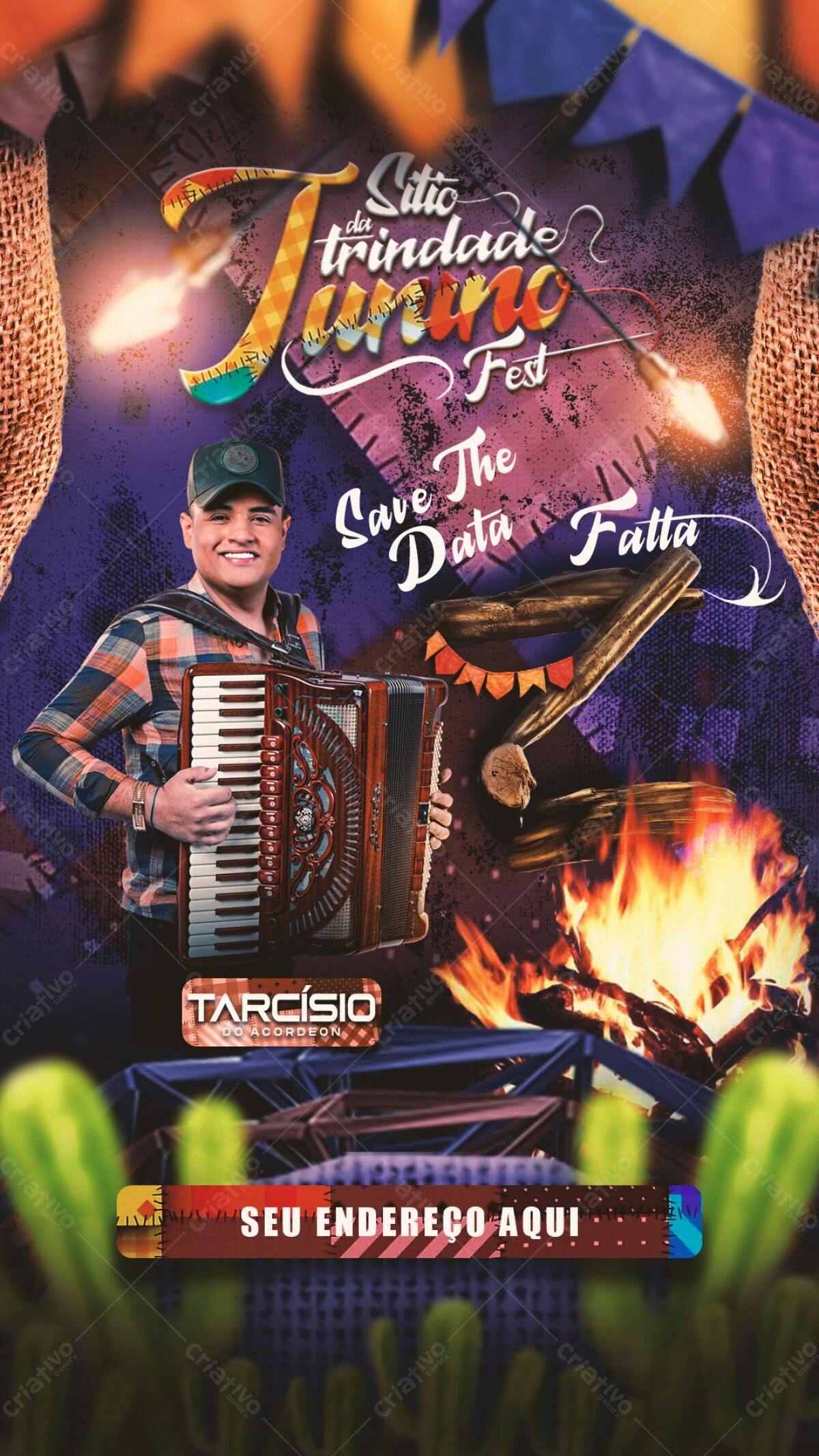 Flyer Festa Junina Tarcísio do Acordeon PSD Editável