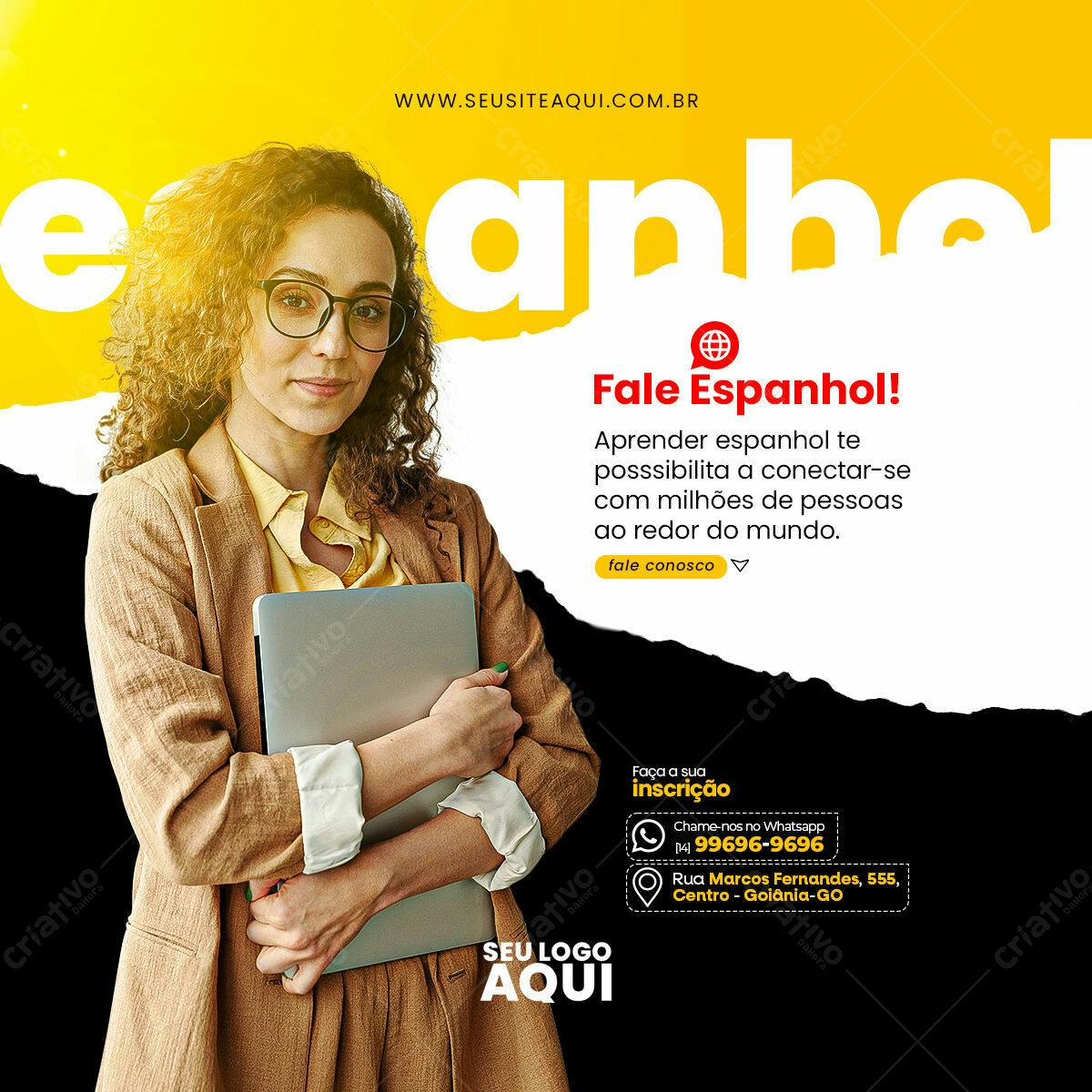 Postagem Instagram Curso Espanhol PSD Editável