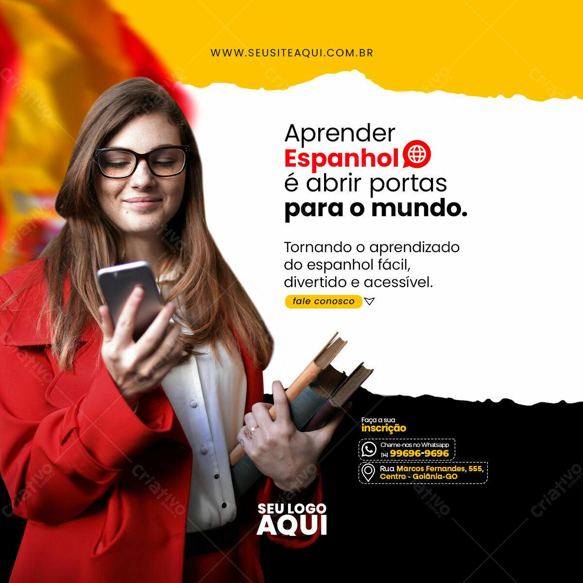 Post para Curso de Espanhol PSD Editável