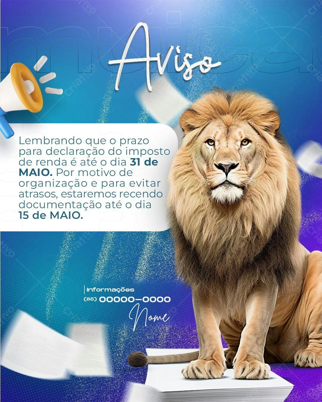 Aviso Imposto de Renda PSD Editável