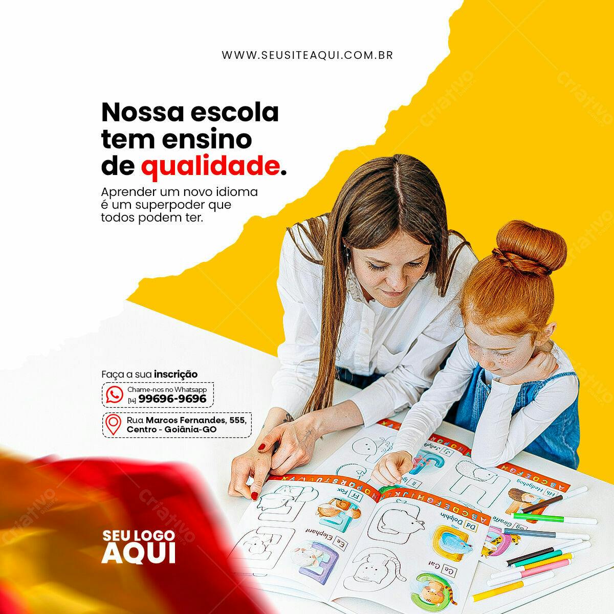 Flyer Escola de Idiomas PSD Editável