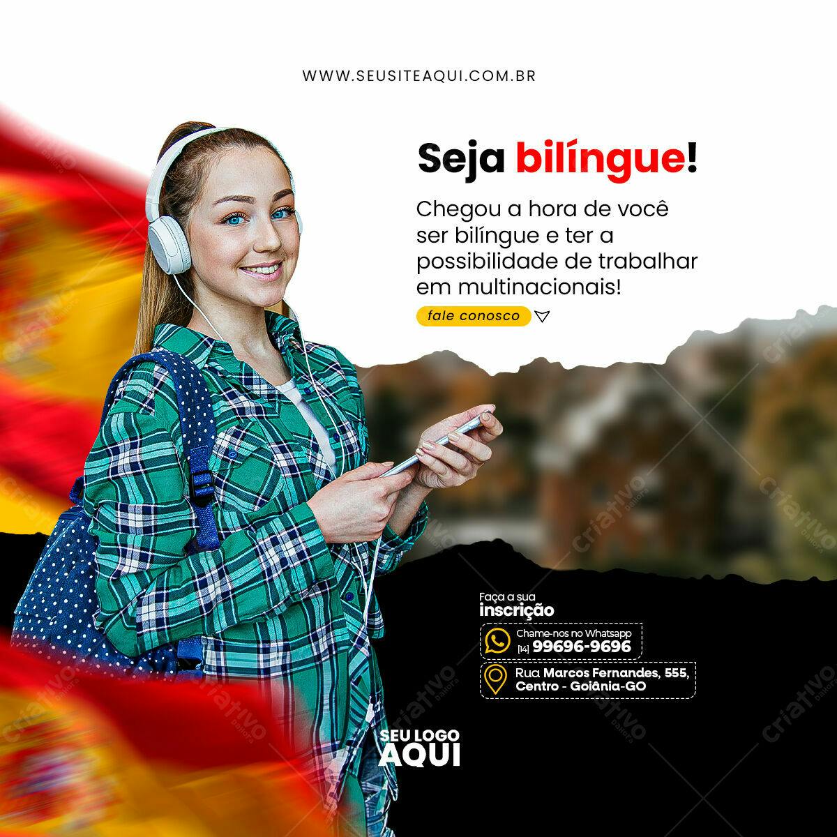 Flyer para Curso de Inglês PSD Editável