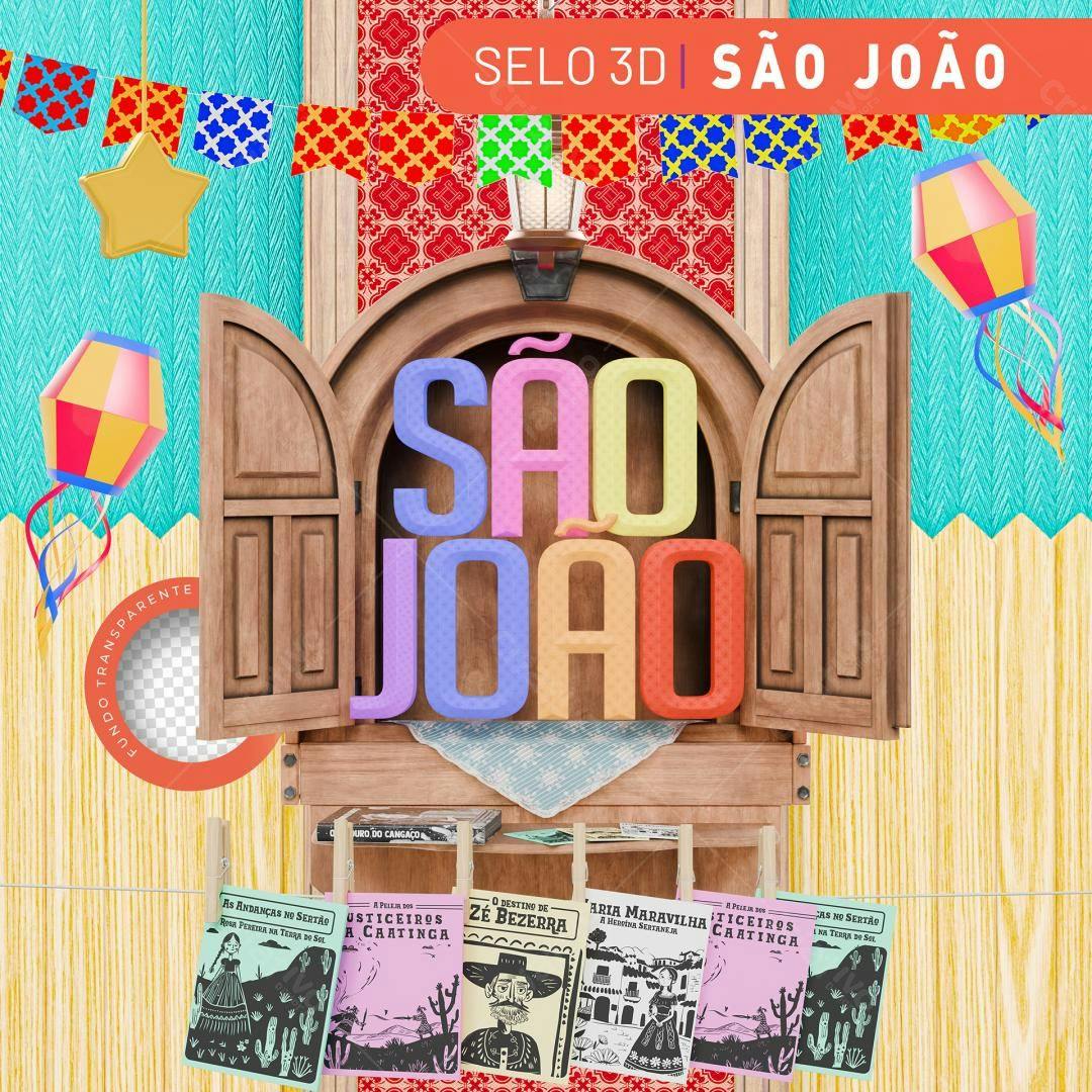 Selo 3D Festa Junina Colorido e Festivo