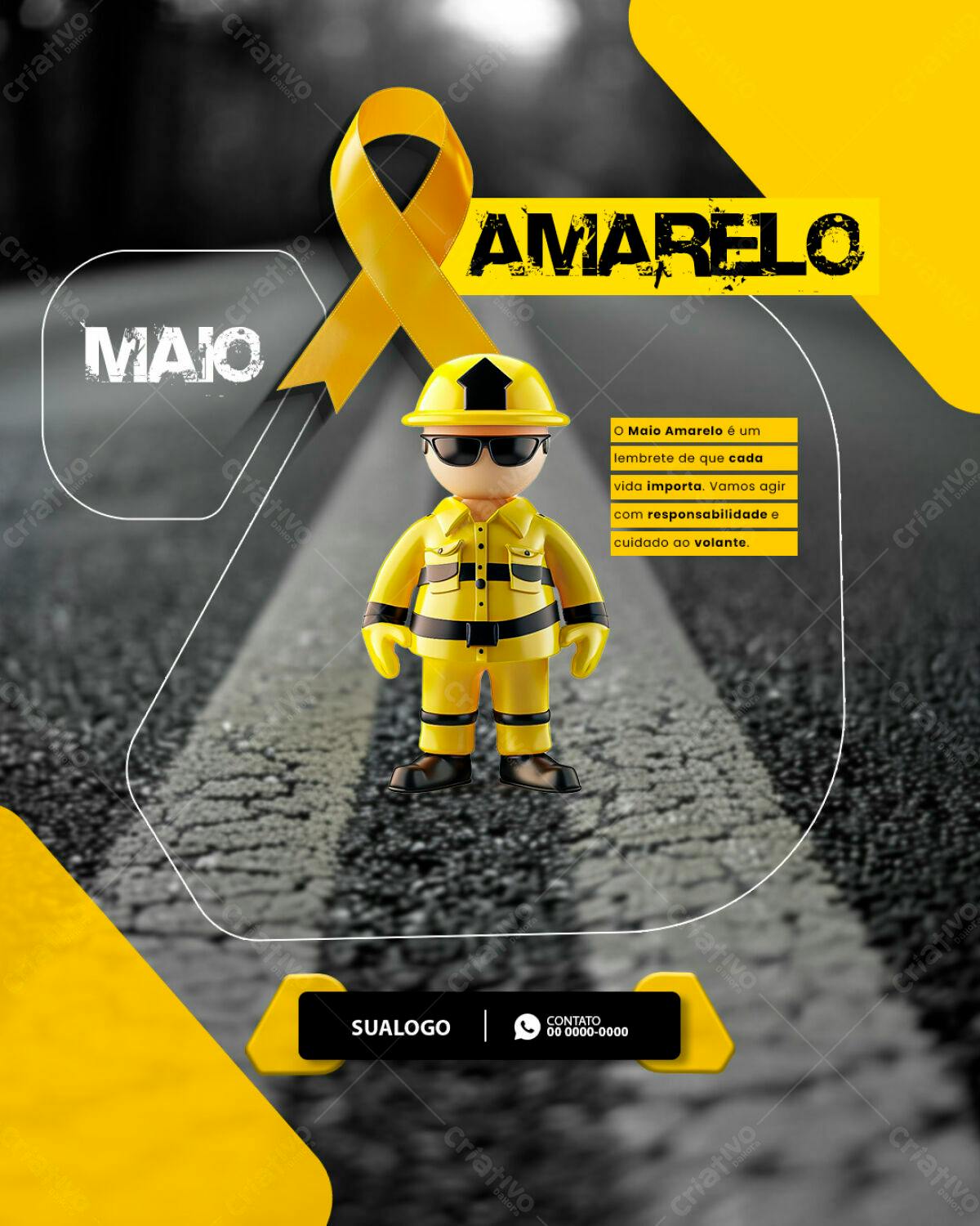 Flyer Maio Amarelo PSD Editável