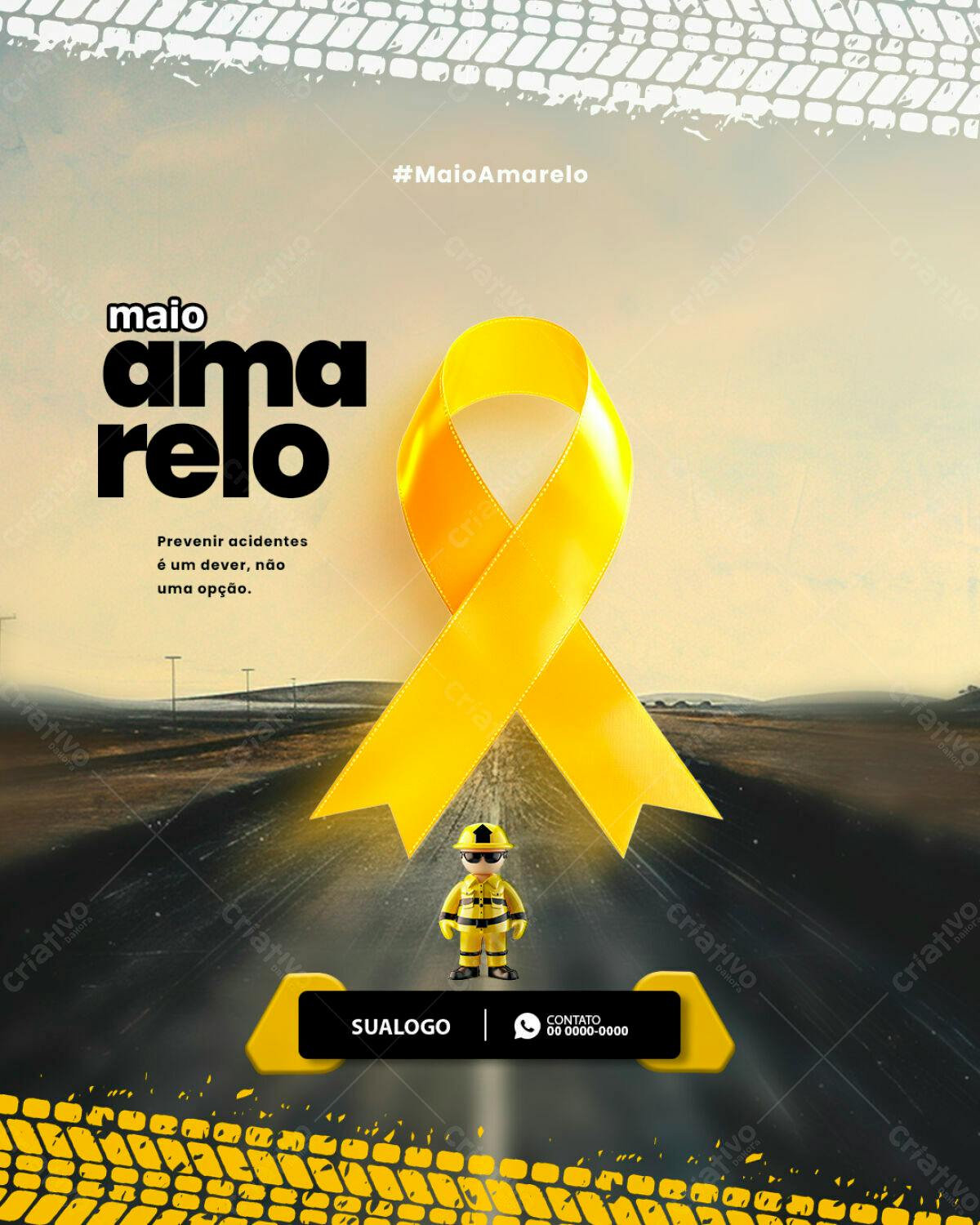 Flyer Maio Amarelo PSD Editável