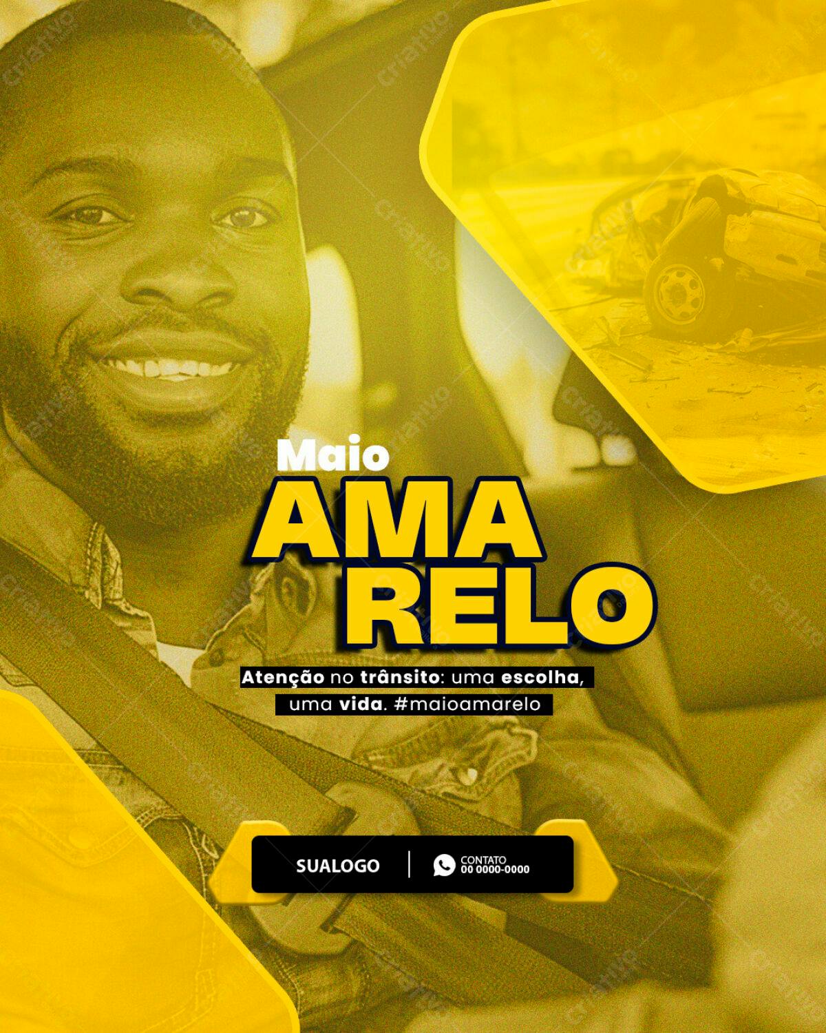 Flyer Maio Amarelo PSD Editável
