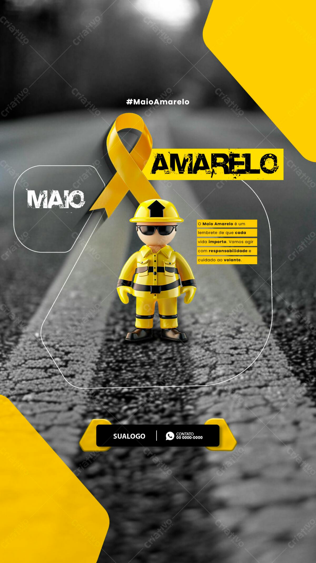 Flyer Maio Amarelo PSD Editável