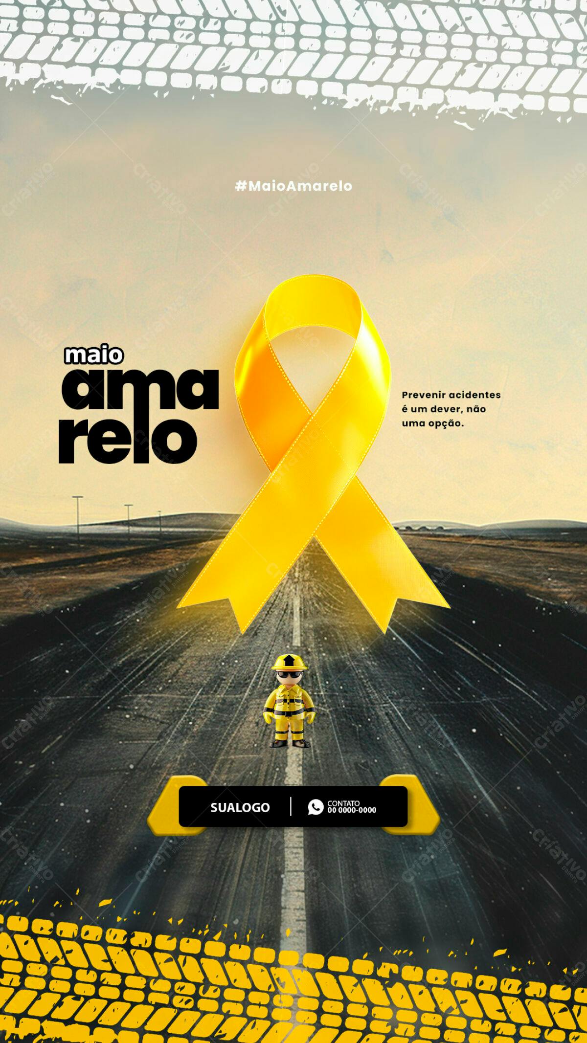Flyer Maio Amarelo PSD Editável