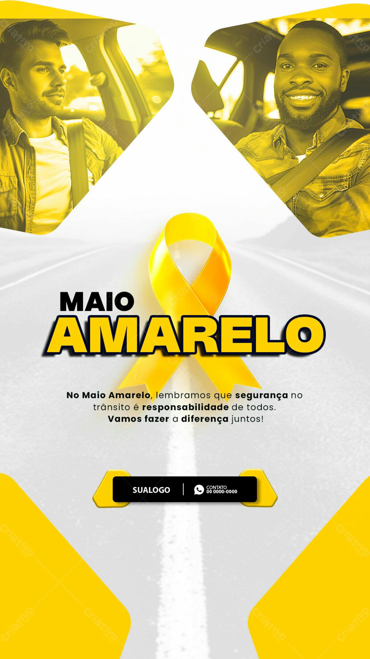 Flyer Maio Amarelo PSD Editável