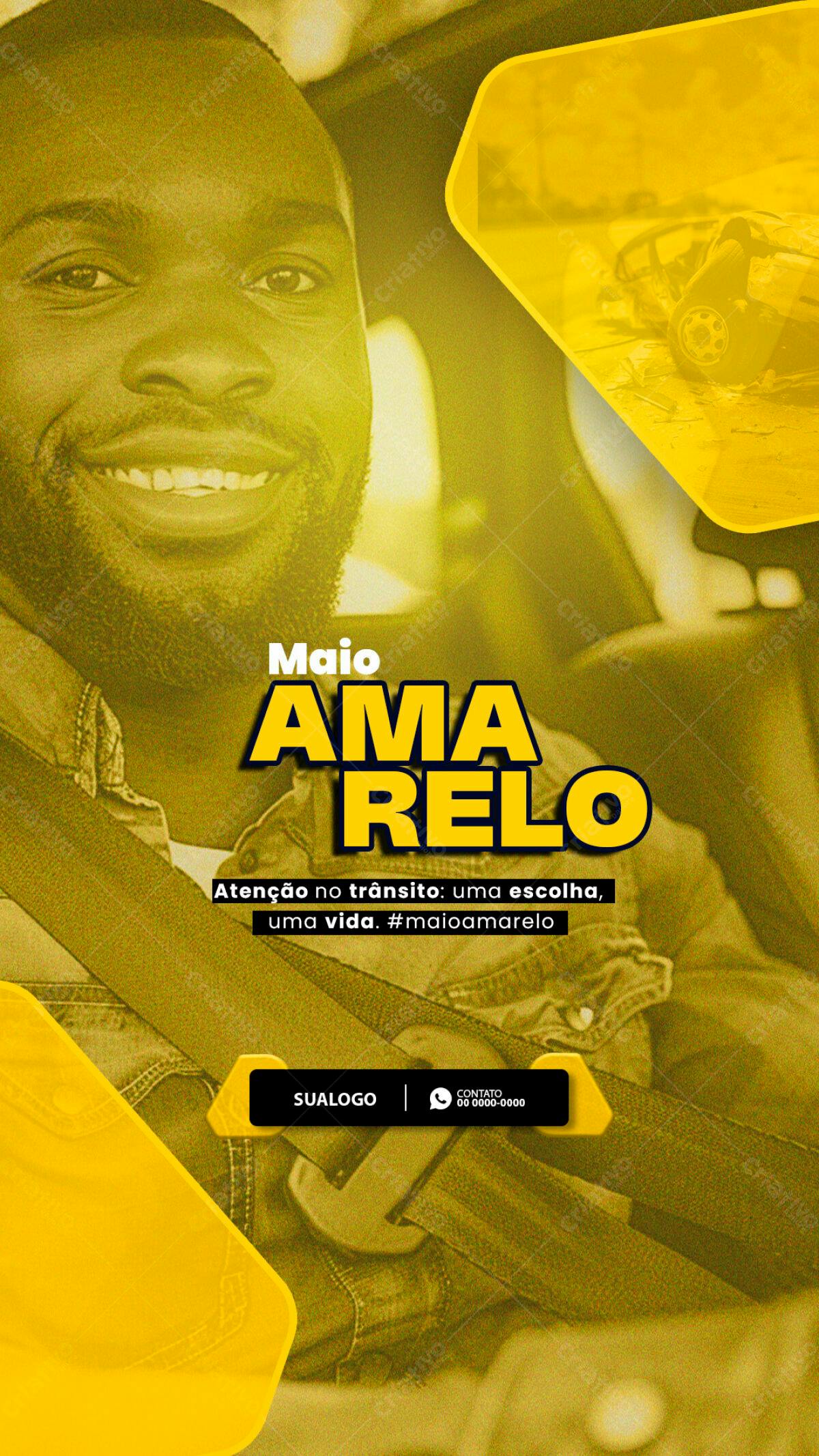 Flyer Maio Amarelo PSD Editável