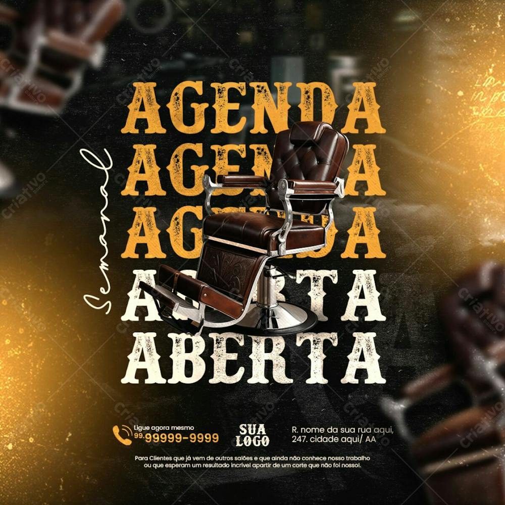 Barbearia Social Media Post Agenda Aberta Feed