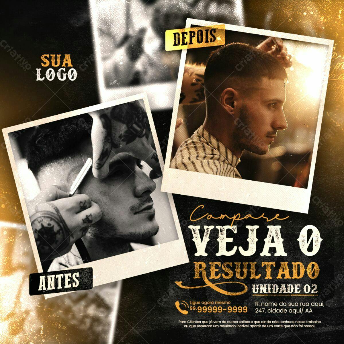 Flyer Barbeiro Antes e Depois PSD Editável