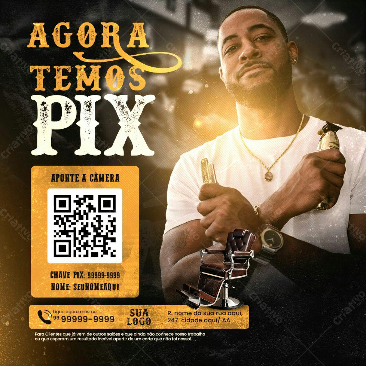 Flyer para Barbearia com Pix PSD Editável
