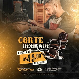 Barbearia social media post corte degradê masculino