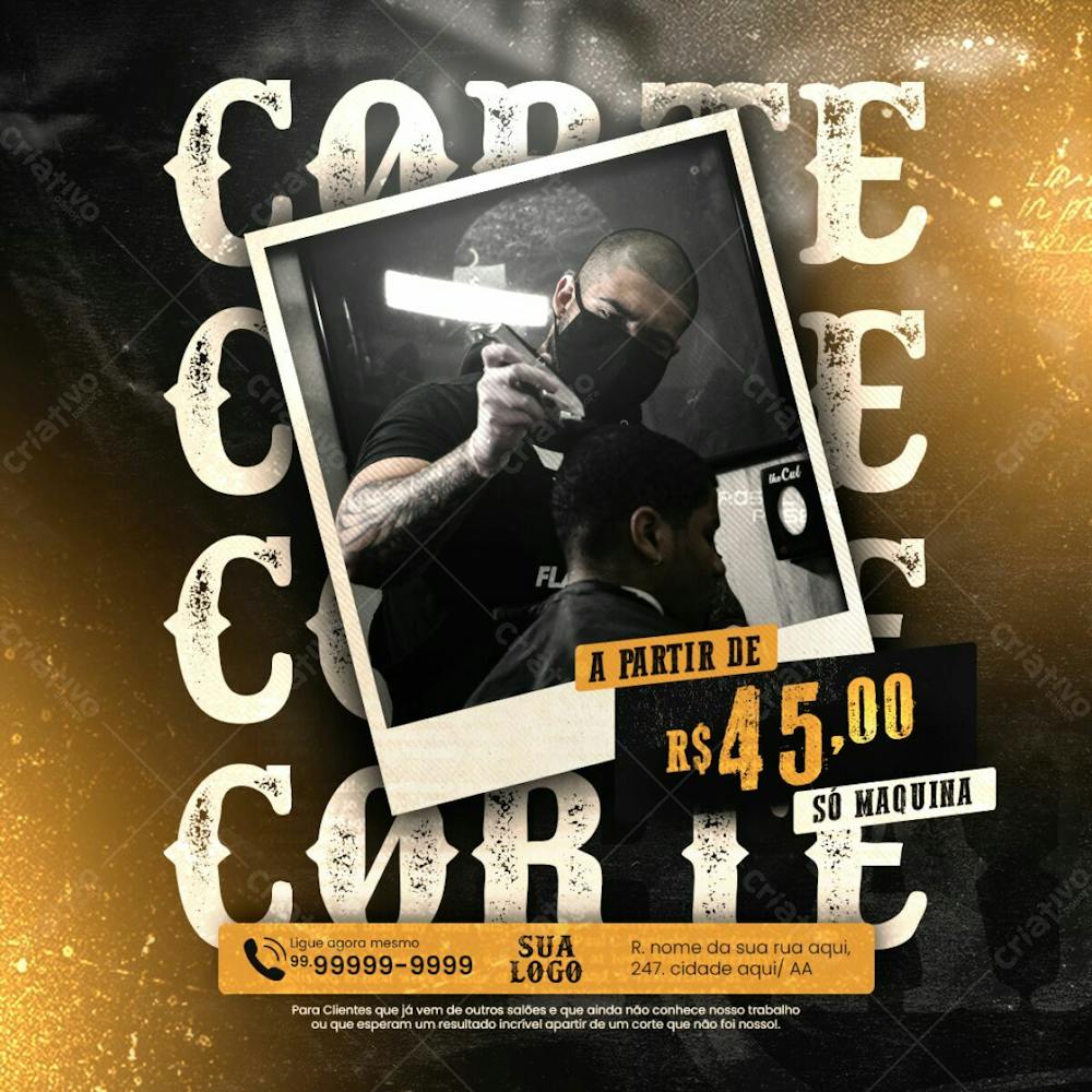 Barbearia Social Media Post Corte De Cabelo Em Promoção