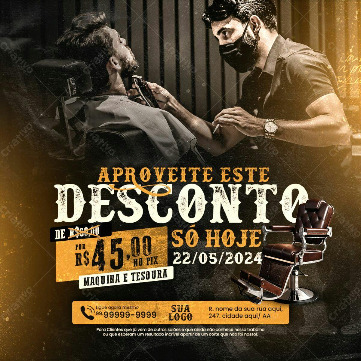 Flyer Promoção Barba e Cabelo PSD Editável