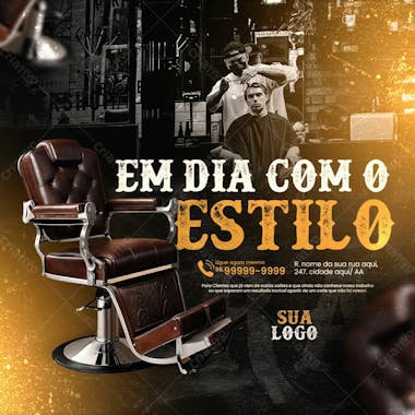 Barbearia social media post em dia com o estilo