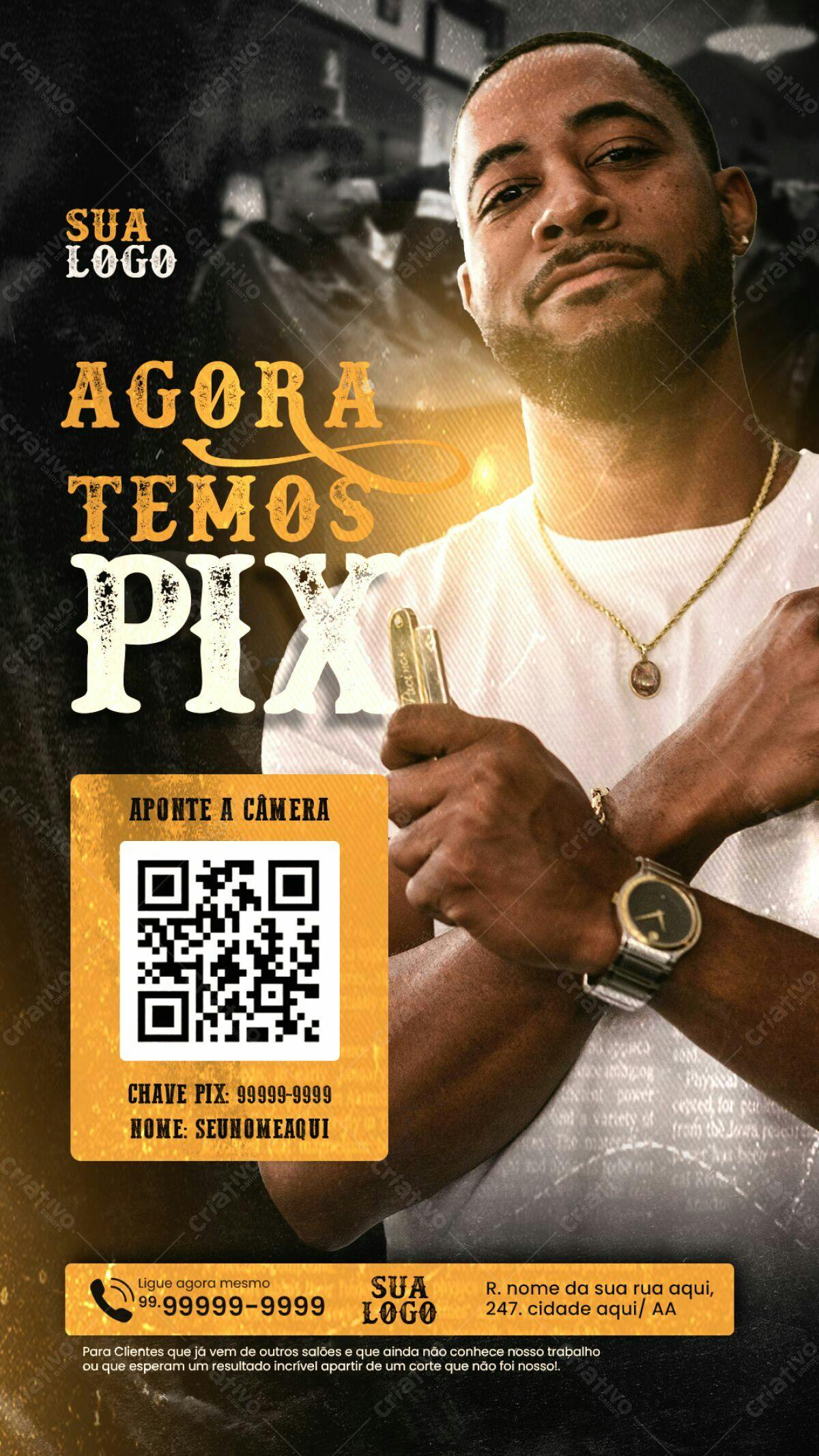 Flyer para Barbeiro com Pix PSD Editável