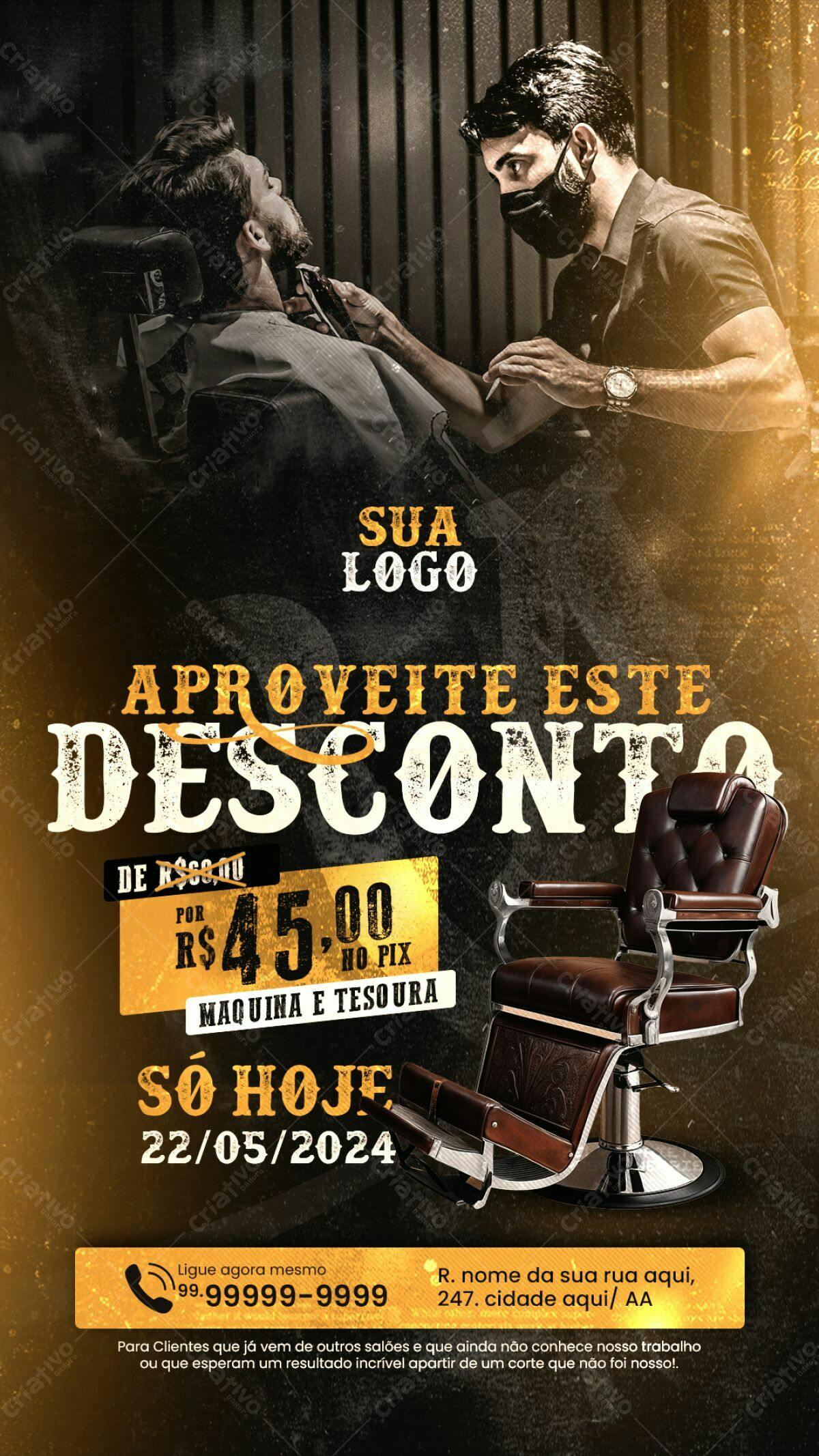 Flyer para Promoção de Barbearia PSD Editável
