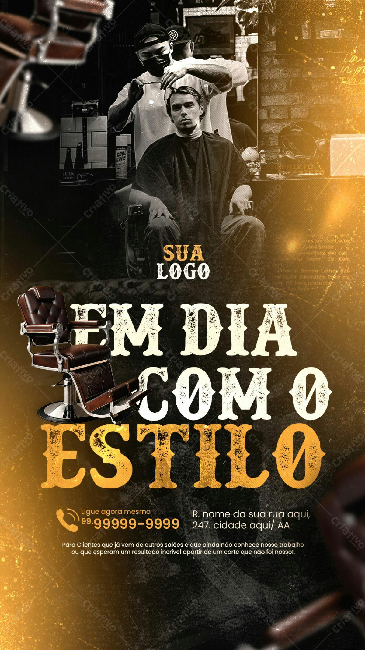 Flyer Barbearia Em Dia Com o Estilo PSD Editável