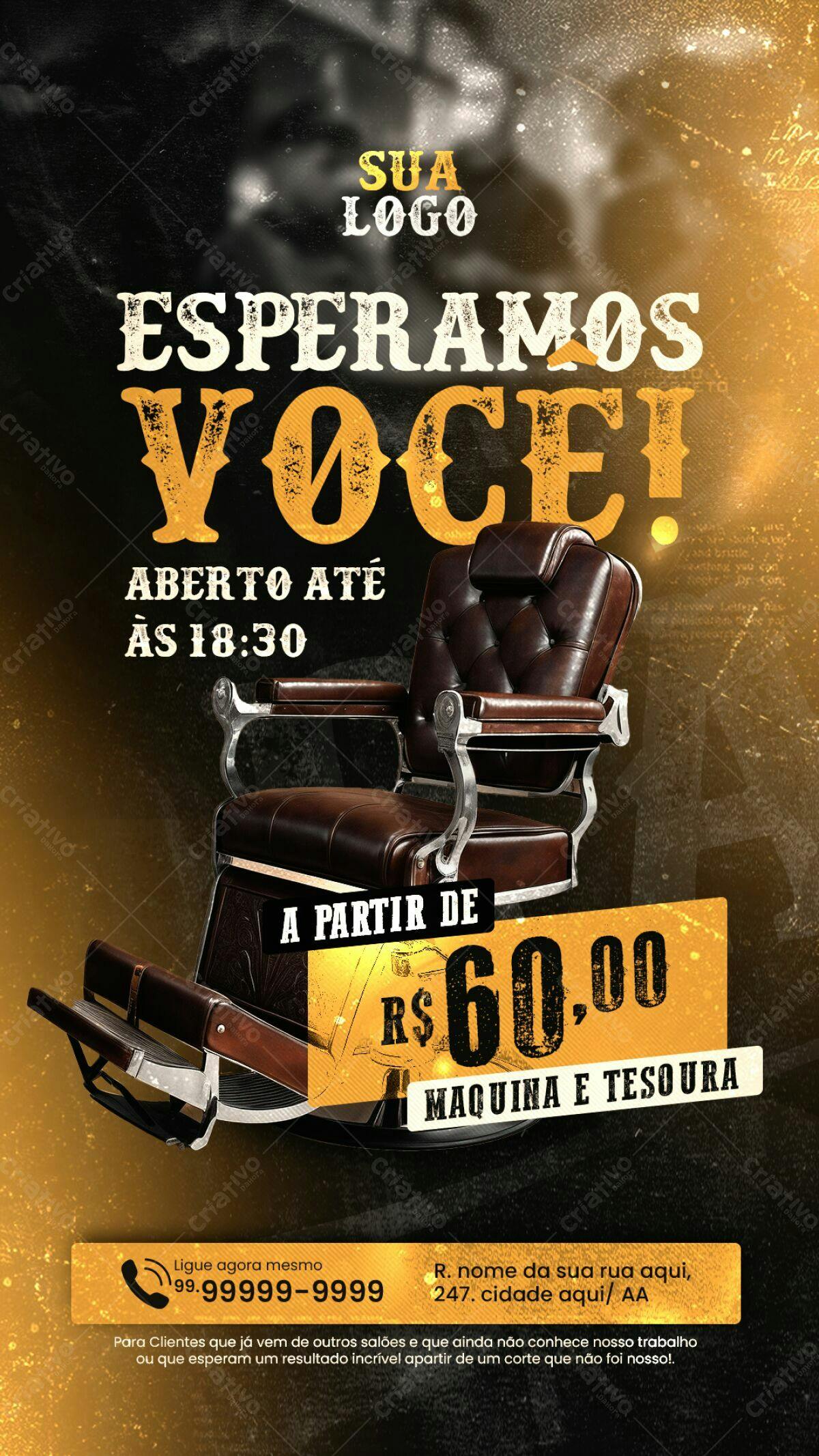Flyer Barbearia Vintage PSD Editável