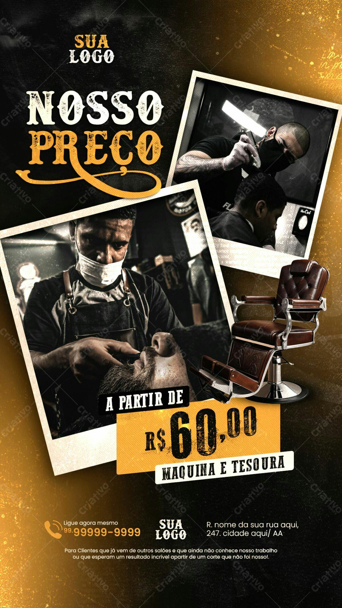 Flyer Barbeiro Preço Promocional PSD Editável