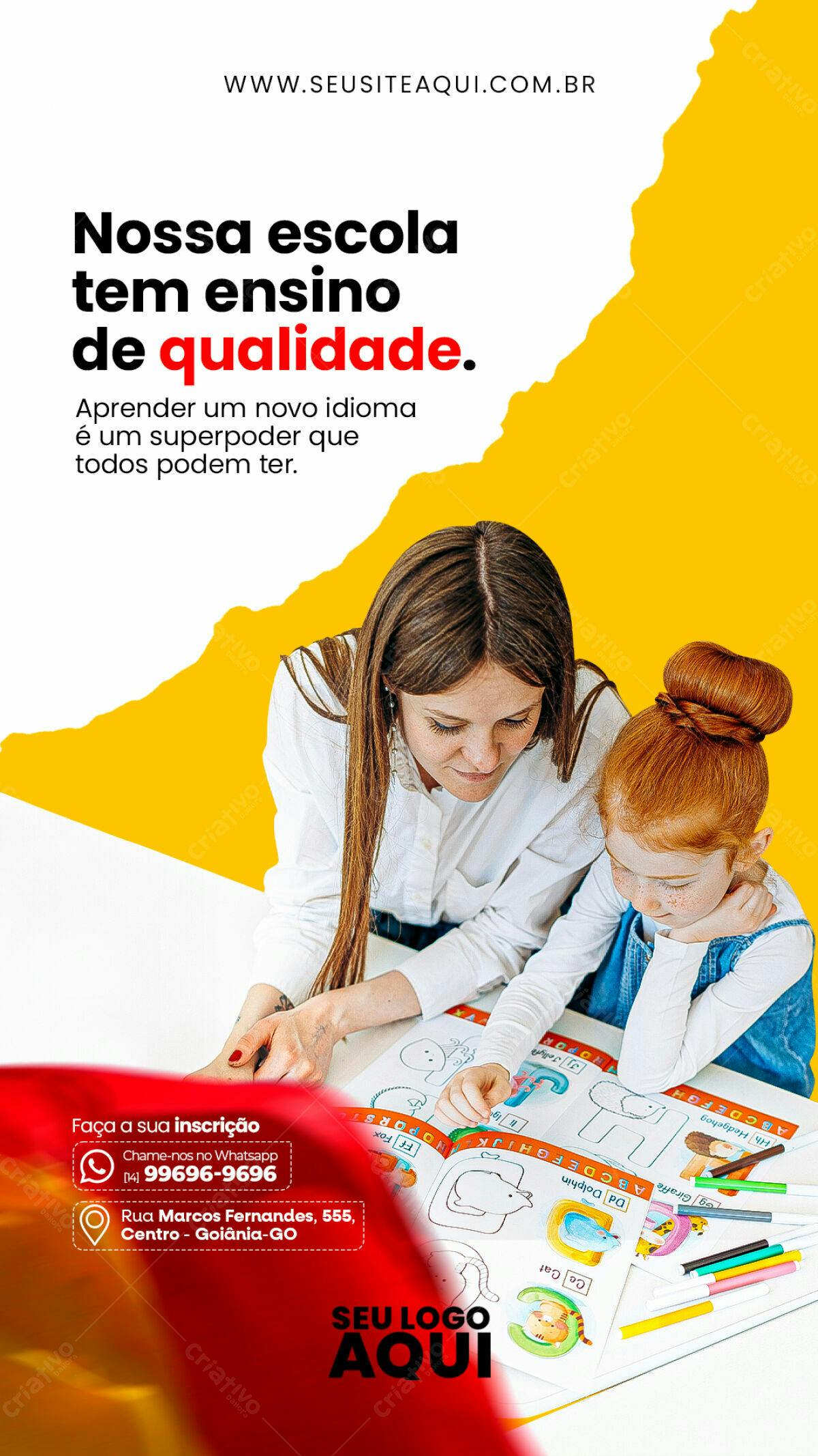 Flyer para Escola de Idiomas PSD Editável