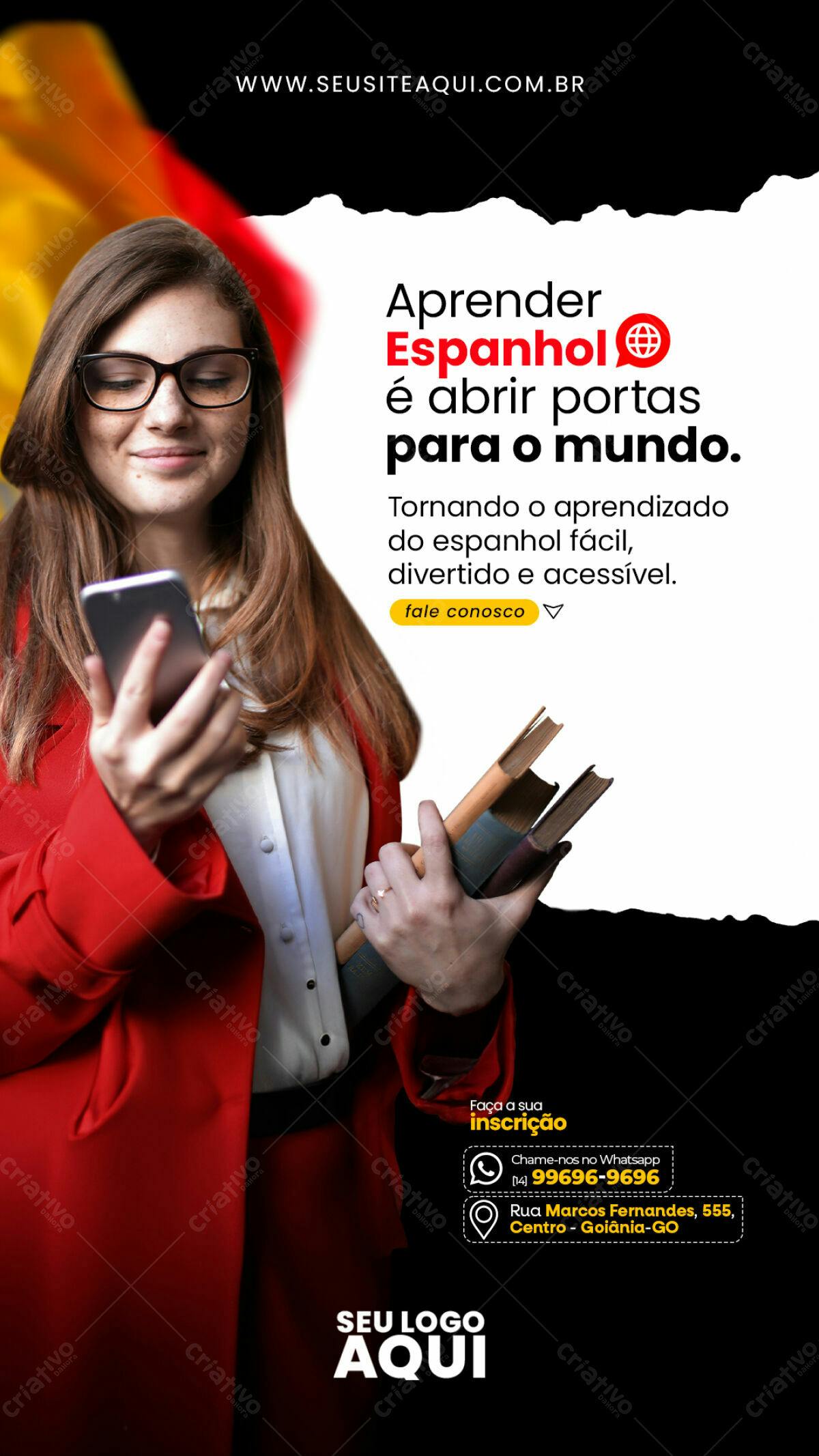 Flyer para Curso de Espanhol PSD Editável