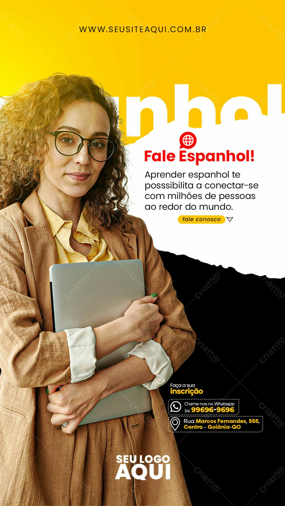 Flyer Curso de Espanhol PSD Editável