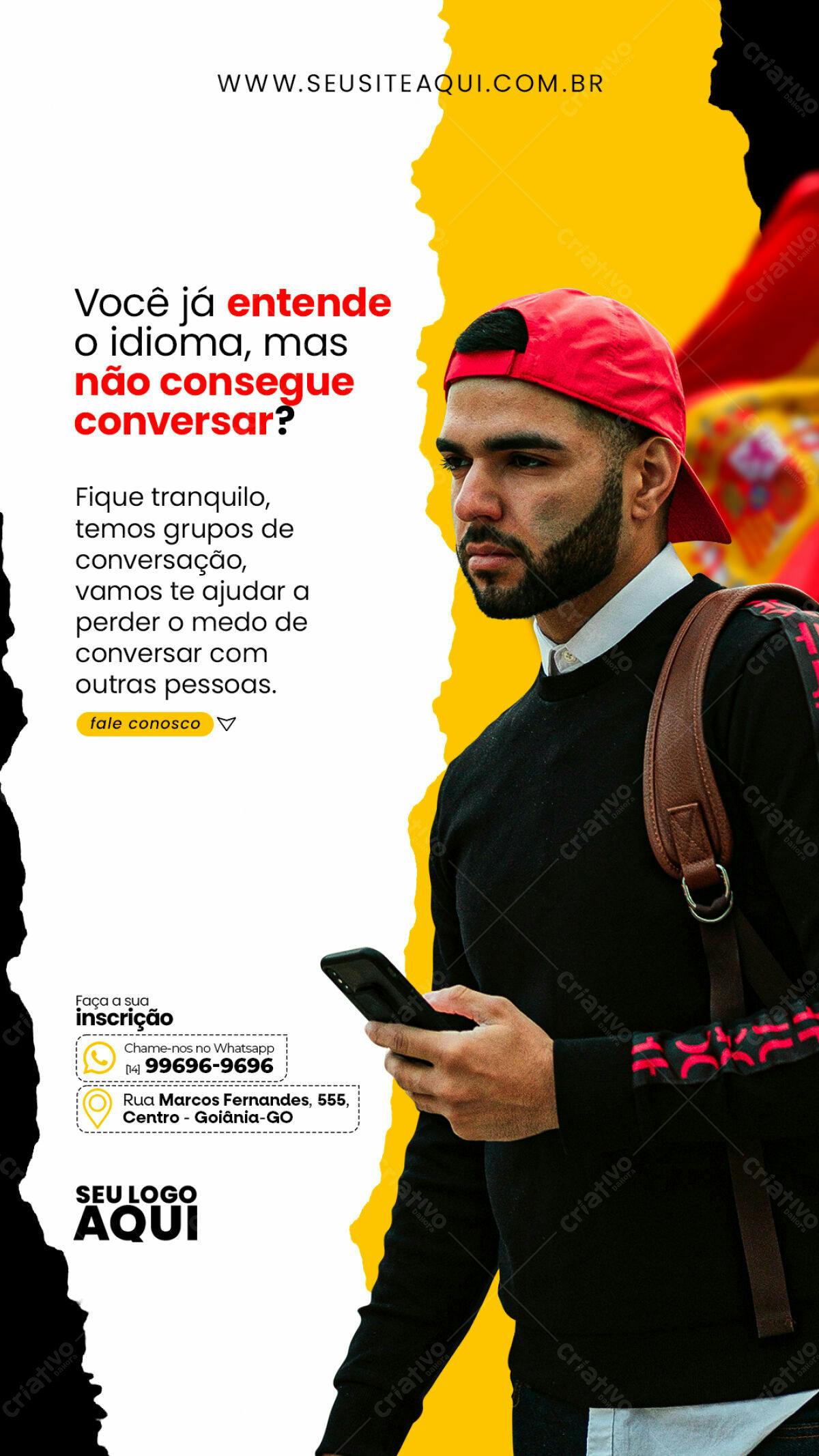 Flyer para Curso de Conversação PSD Editável