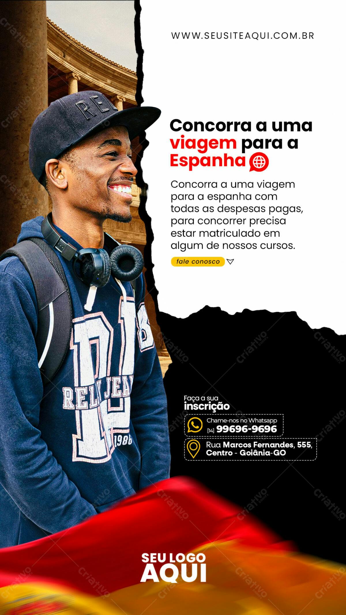 Flyer para Sorteio de Viagem à Espanha PSD Editável