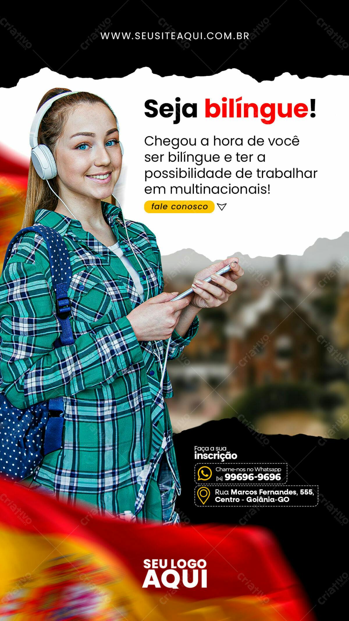 Flyer Curso de Inglês PSD Editável