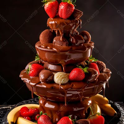 Fonte De Chocolate Com Com Frutas 31