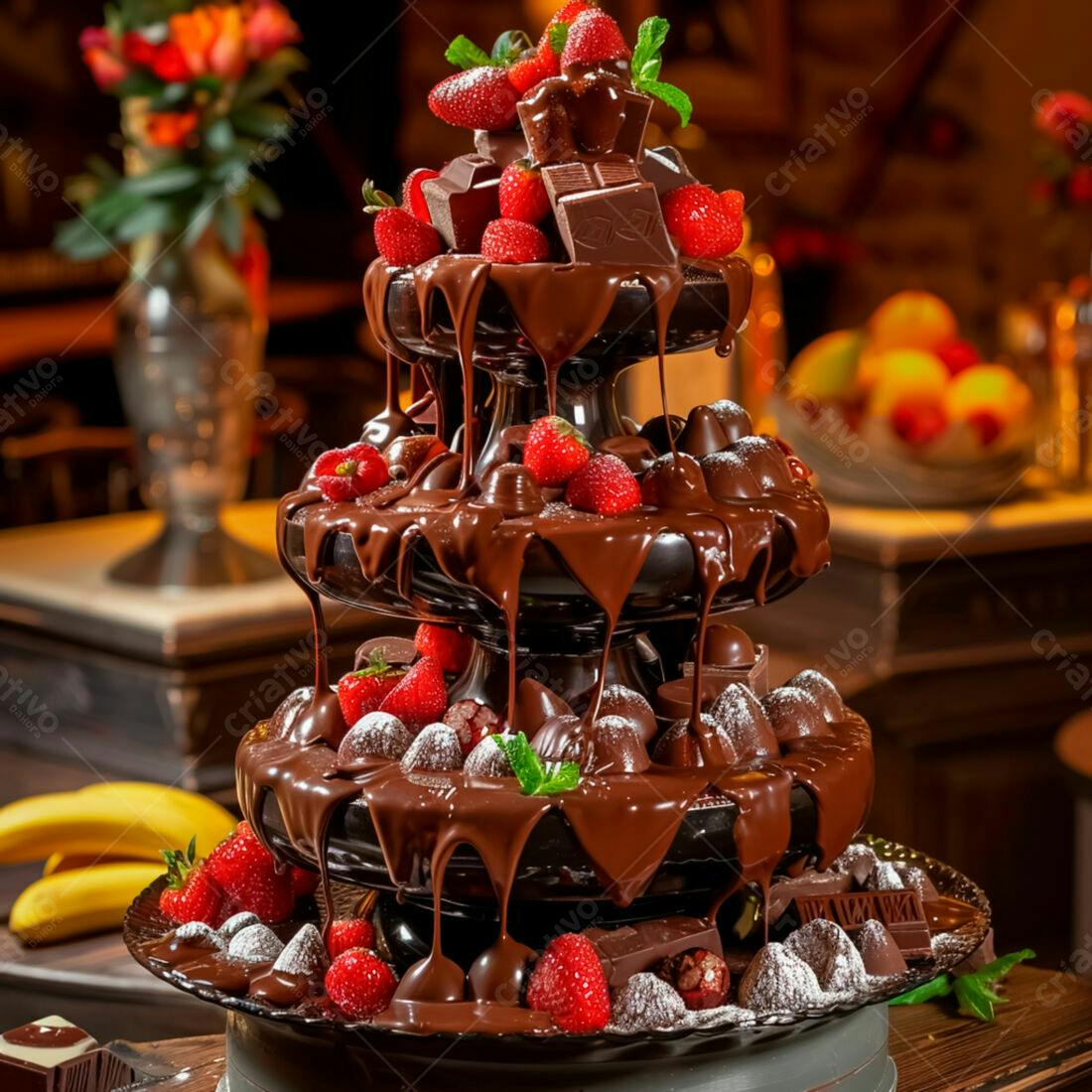 Fonte de Chocolate com Morangos