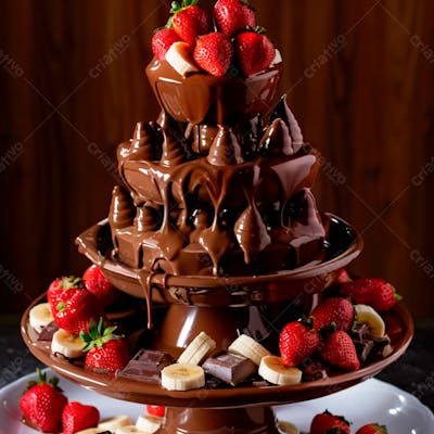 Fonte De Chocolate Com Com Frutas 37