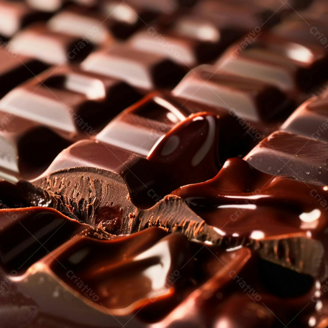Chocolate derretido sobre barras de chocolate