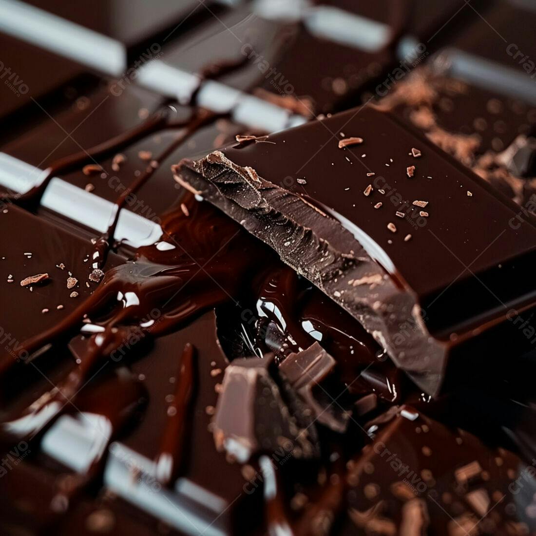 Barra de chocolate derretido detalhes