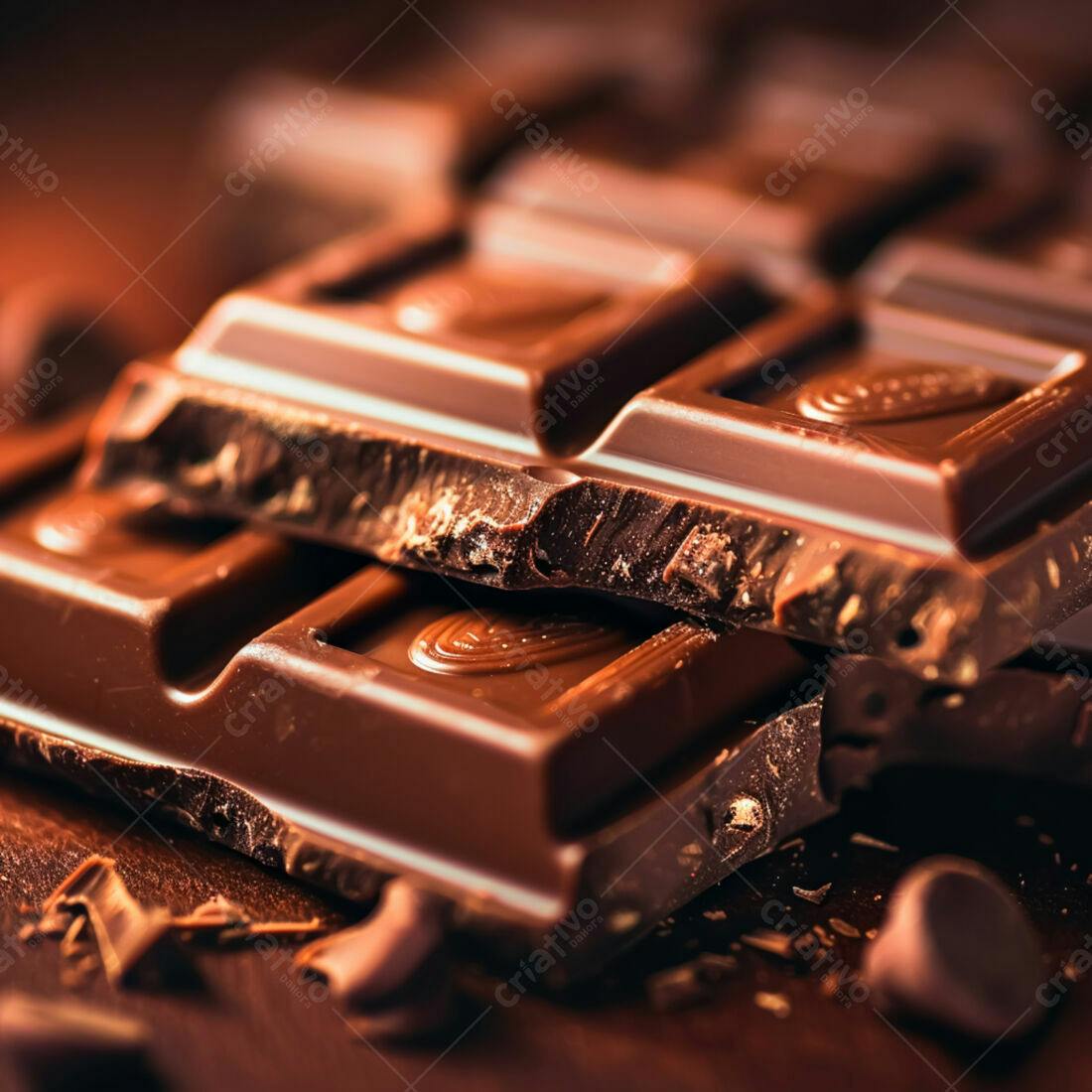 Barra de chocolate amargo detalhes