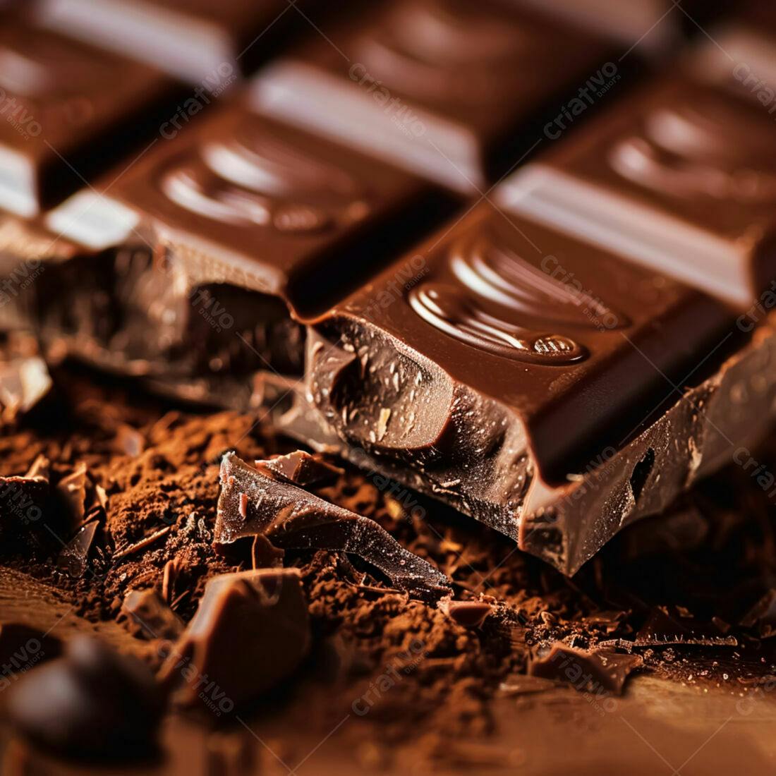 Barra de chocolate amargo em cacau