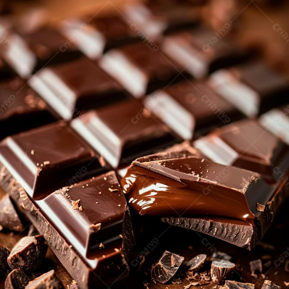Barra de chocolate amargo derretendo