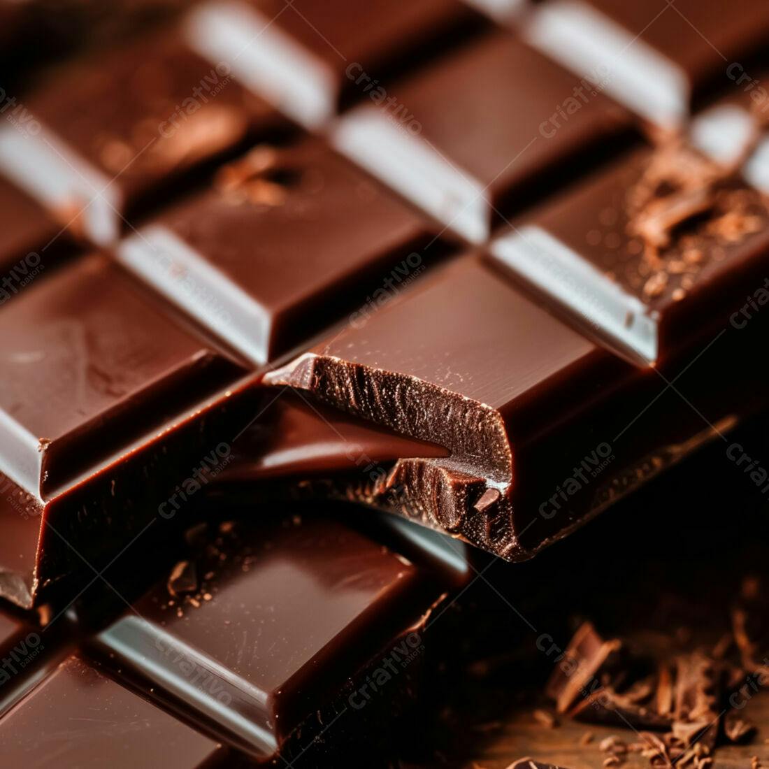 Barra de chocolate amargo quebrada