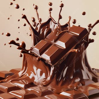Barra de chocolate com chocolate derretido 3