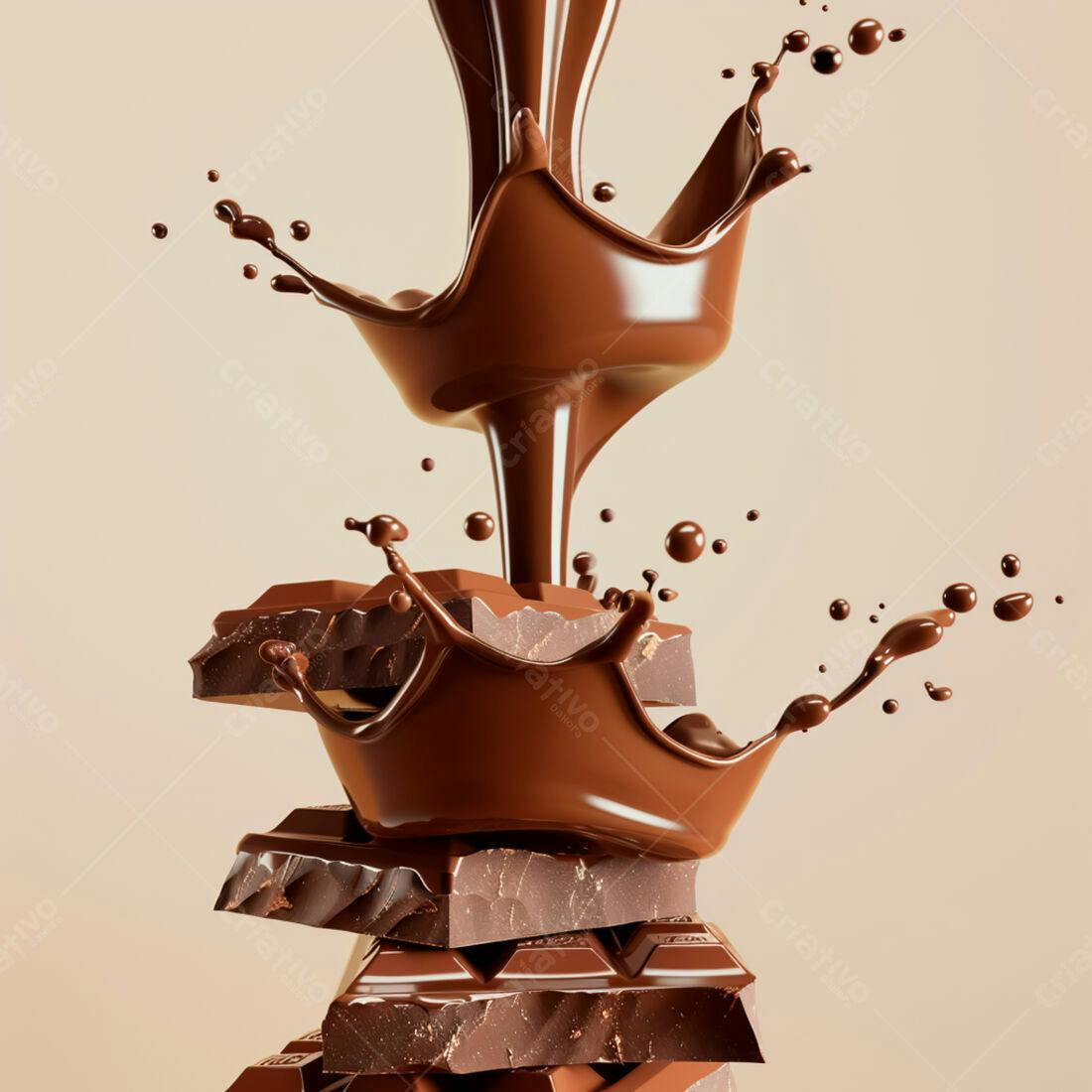 Chocolate derretendo sobre barras de chocolate
