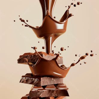 Barra de chocolate com chocolate derretido 4