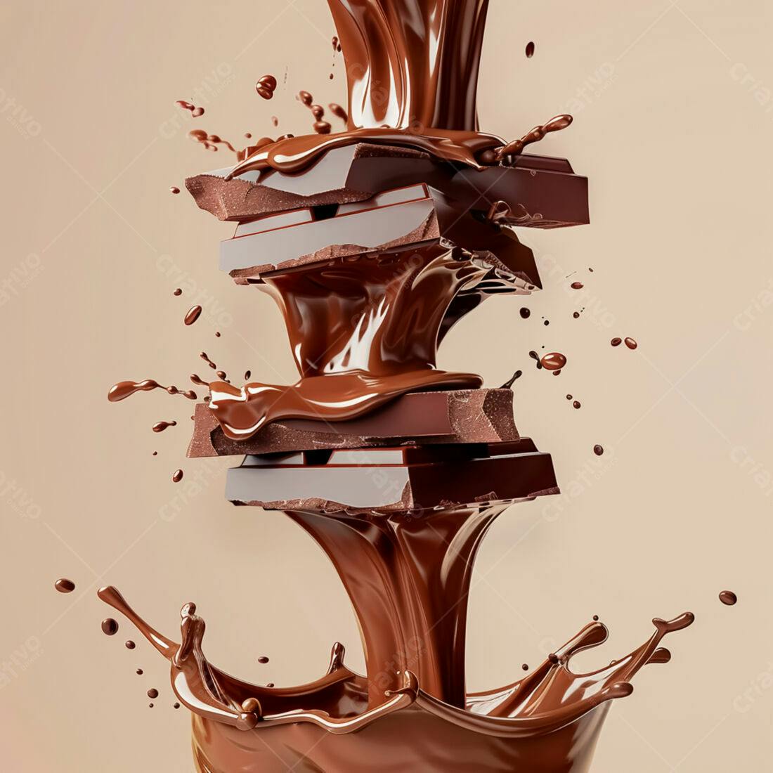Barras de chocolate derretendo em calda