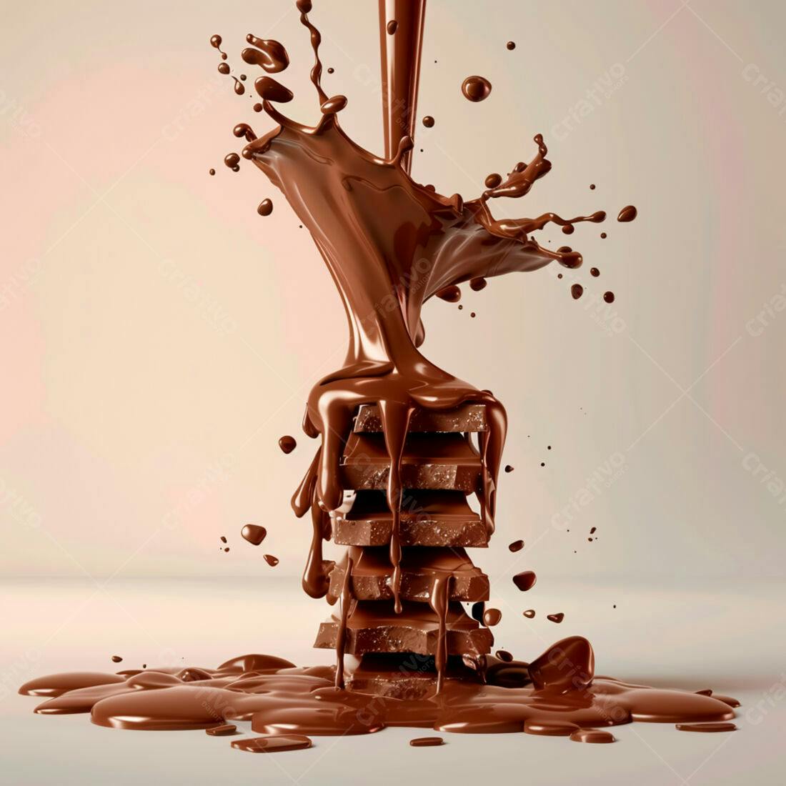 Chocolate derretendo sobre barras de chocolate