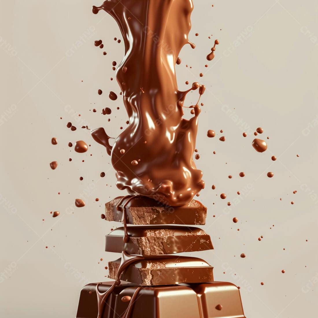Chocolate derretendo sobre barras de chocolate